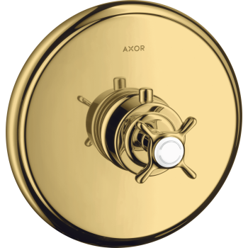 - AXOR Montreux Bateria termostatyczna z uchwytem krzyżowym, złoty optyczny polerowany 16810990 - 16810990 - Łazienki Szydłowski