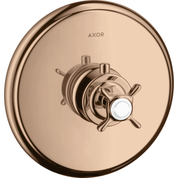  - AXOR Montreux Bateria termostatyczna HighFlow z uchwytem krzyżowym, podtynkowa czerwony złoty polerowany 16815300 - 16815300 - Łazienki Szydłowski