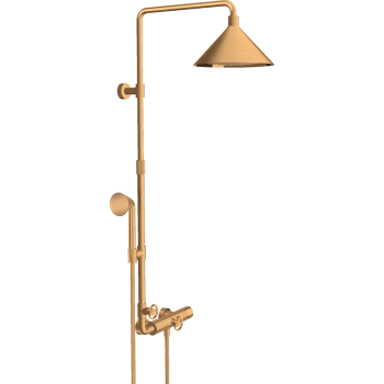 - AXOR Showers/Front Komplet prysznicowy 240 2jet z termostatem złoty optyczny szczotkowany 26020250 - 26020250 U - Łazienki Szydłowski
