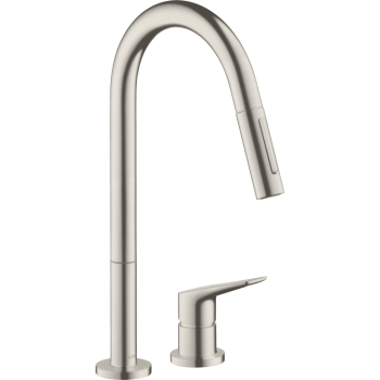 - AXOR Citterio M 2-otworowa jednouchwytowa bateria kuchenna 220 z wyciąganą wylewką, 2jet stal szlachetna optyczna 34822800 - 34822800 - Łazienki Szydłowski