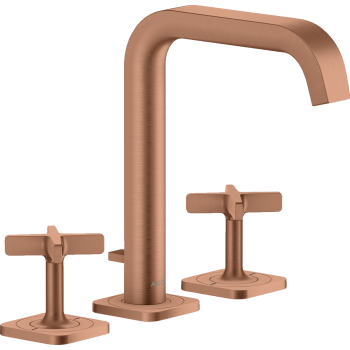 - AXOR Citterio E 3-otworowa bateria umywalkowa 170 z rozetami i kompletem odpływowym z cięgłem czerwone złoto szczotkowane 36108310 - 36108310 - Łazienki Szydłowski