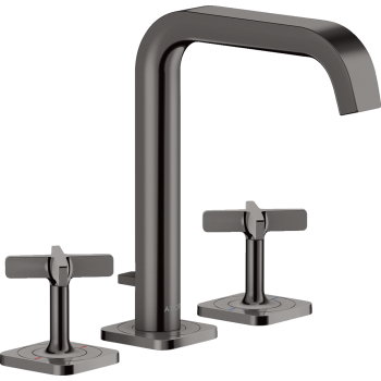 - AXOR Citterio E 3-otworowa bateria umywalkowa 170 z rozetami i kompletem odpływowym z cięgłem czarny chrom polerowany 36108330 - 36108330 - Łazienki Szydłowski