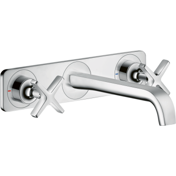  - AXOR Citterio E 3-otworowa bateria umywalkowa z płytką i wylewką 22 cm, ścienna, podtynkowa chrom 36115000 - 36115000 - Łazienki Szydłowski