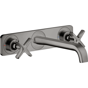 - AXOR Citterio E 3-otworowa bateria umywalkowa z płytką i wylewką 22 cm, ścienna, podtynkowa czarny chrom polerowany 36115330 - 36115330 - Łazienki Szydłowski