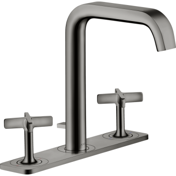 - AXOR Citterio E 3-otworowa bateria umywalkowa 170 z płytką i kompletem odpływowym z cięgłem czarny chrom polerowany 36116330 - 36116330 - Łazienki Szydłowski