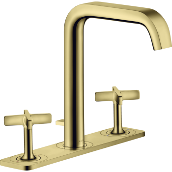  - AXOR Citterio E 3-otworowa bateria umywalkowa 170 z płytką i kompletem odpływowym z cięgłem złoty optyczny polerowany 36116990 - 36116990 U - Łazienki Szydłowski
