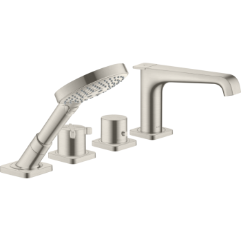 - AXOR Citterio E 4-otworowa bateria wannowa, termostatyczna do montażu na cokole z płytek stal szlachetna optyczna 36410800 - 36410800 - Łazienki Szydłowski