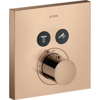 - AXOR ShowerSolutions Bateria termostatyczna do 2 odbiorników, kwadratowy, podtynkowa czerwony złoty polerowany 36715300 - 36715300 - Łazienki Szydłowski
