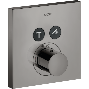  - AXOR ShowerSolutions Bateria termostatyczna do 2 odbiorników, kwadratowy, podtynkowa czarny chrom polerowany 36715330 - 36715330 - Łazienki Szydłowski