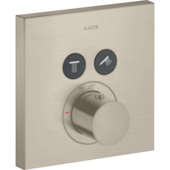  - AXOR ShowerSolutions Bateria termostatyczna do 2 odbiorników, kwadratowy, podtynkowa nikiel szczotkowany 36715820 - 36715820 - Łazienki Szydłowski