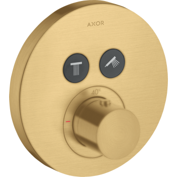 - AXOR ShowerSolutions Bateria termostatyczna do 2 odbiorników, okrągła, podtynkowa złoty optyczny szczotkowany 36723250 - 36723250 - Łazienki Szydłowski