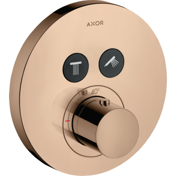 - AXOR ShowerSolutions Bateria termostatyczna do 2 odbiorników, okrągła, podtynkowa czerwony złoty polerowany 36723300 - 36723300 - Łazienki Szydłowski