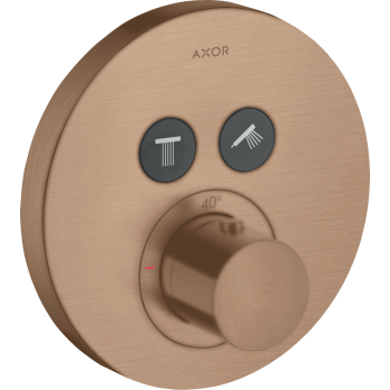  - AXOR ShowerSolutions Bateria termostatyczna do 2 odbiorników, okrągła, podtynkowa czerwone złoto szczotkowane 36723310 - 36723310 - Łazienki Szydłowski