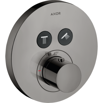  - AXOR ShowerSolutions Bateria termostatyczna do 2 odbiorników, okrągła, podtynkowa czarny chrom polerowany 36723330 - 36723330 - Łazienki Szydłowski