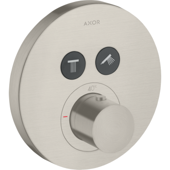 - AXOR ShowerSolutions Bateria termostatyczna do 2 odbiorników, okrągła, podtynkowa stal szlachetna optyczna 36723800 - 36723800 - Łazienki Szydłowski