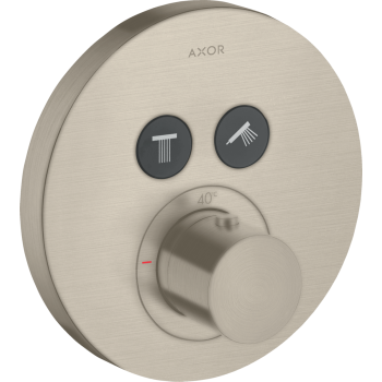  - AXOR ShowerSolutions Bateria termostatyczna do 2 odbiorników, okrągła, podtynkowa nikiel szczotkowany 36723820 - 36723820 - Łazienki Szydłowski