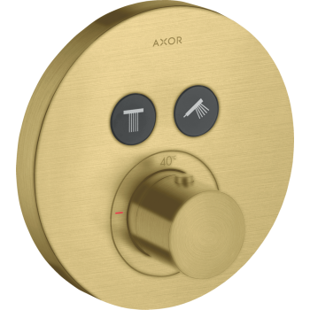  - AXOR ShowerSolutions Bateria termostatyczna do 2 odbiorników, okrągła, podtynkowa mosiądz szczotkowany 36723950 - 36723950 U - Łazienki Szydłowski