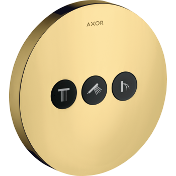  - AXOR ShowerSelect Zawór odcinający do 3 odbiorników, okrągły, podtynkowy złoty optyczny polerowany 36727990 - 36727990 U - Łazienki Szydłowski