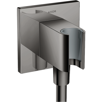  - AXOR ShowerSolutions Przyłącze węża prysznicowego z uchwytem, kwadratowe czarny chrom polerowany 36734330 - 36734330 - Łazienki Szydłowski