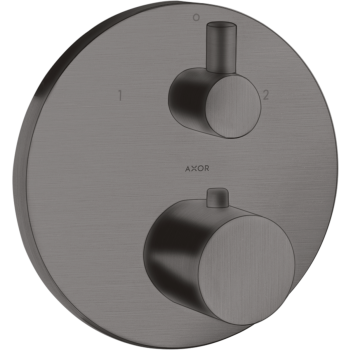 - AXOR Uno Bateria termostatyczna z zaworem odcinająco-przełączającym do 2 odbiorników, Czarny Chrom Szczotkowany 38720340 - 38720340 - Łazienki Szydłowski