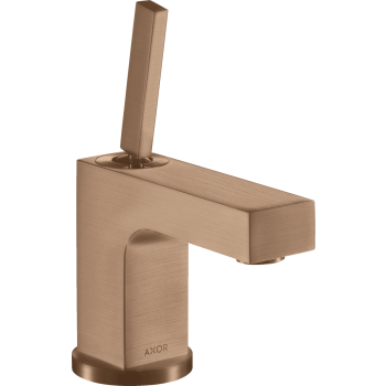 - AXOR Citterio bateria umywalkowa 80 do małych umywalek z uchwytem Pin i kompletem odpływowym z cięgłem czerwone złoto szczotkowane 39015310 - 39015310 - Łazienki Szydłowski