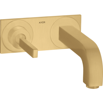 - AXOR Citterio bateria umywalkowa z uchwytem Pin, wylewką 16 cm i płytką, ścienna, podtynkowa złoty optyczny szczotkowany 39112250 - 39112250 - Łazienki Szydłowski