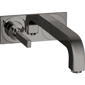 - AXOR Citterio bateria umywalkowa z uchwytem Pin, wylewką 16 cm i płytką, ścienna, podtynkowa czarny chrom polerowany 39112330 - 39112330 - Łazienki Szydłowski