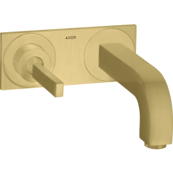  - AXOR Citterio bateria umywalkowa z uchwytem Pin, wylewką 16 cm i płytką, ścienna, podtynkowa mosiądz szczotkowany 39112950 - 39112950 - Łazienki Szydłowski