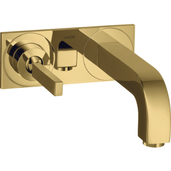  - AXOR Citterio bateria umywalkowa z uchwytem Pin, wylewką 16 cm i płytką, ścienna, podtynkowa złoty optyczny polerowany 39112990 - 39112990 - Łazienki Szydłowski