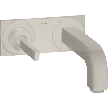 - AXOR Citterio bateria umywalkowa z uchwytem Pin, wylewką 22 cm i płytką, ścienna, podtynkowa stal szlachetna optyczna 39115800 - 39115800 - Łazienki Szydłowski