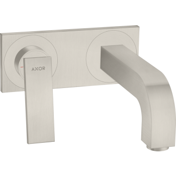 - AXOR Citterio bateria umywalkowa z wylewką 220 mm i płytką,stal szlachetna optyczna 39119800 - 39119800 - Łazienki Szydłowski