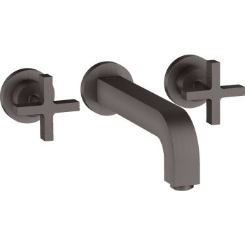  - AXOR Citterio 3-otworowa bateria umywalkowa z uchwytami krzyżowymi, rozetami i wylewką 22,2 cm, ścienna, podtynkowa czarny chrom szczotkowany 39143340 - 39143340 - Łazienki Szydłowski