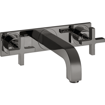 - AXOR Citterio 3-otworowa bateria umywalkowa z uchwytami krzyżowymi, płytką i wylewką 22,6 cm, ścienna, podtynkowa czarny chrom polerowany 39144330 - 39144330 - Łazienki Szydłowski