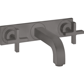  - AXOR Citterio 3-otworowa bateria umywalkowa z uchwytami krzyżowymi, płytką i wylewką 22,6 cm czarny chrom szczotkowany 39144340 - 39144340 - Łazienki Szydłowski