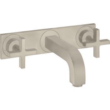 - AXOR Citterio 3-otworowa bateria umywalkowa z uchwytami krzyżowymi, płytką i wylewką 22,6 cm, ścienna, podtynkowa nikiel szczotkowany 39144820 - 39144820 U - Łazienki Szydłowski