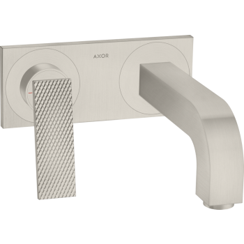 - AXOR Citterio bateria umywalkowa z wylewką 220 mm i płytką, cięcie rombowe stal szlachetna optyczna 39171800 - 39171800 - Łazienki Szydłowski