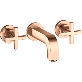 - AXOR Citterio 3-otworowa bateria umywalkowa z uchwytami krzyżowymi, rozetami i wylewką 16,2 cm, ścienna, podtynkowa czerwone złoto polerowane 39313300 - 39313300 - Łazienki Szydłowski