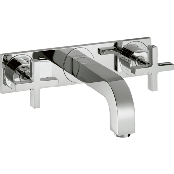  - AXOR Citterio 3-otworowa bateria umywalkowa z uchwytami krzyżowymi, płytką i wylewką 16,6 cm, ścienna, podtynkowa chrom 39314000 - 39314000 - Łazienki Szydłowski