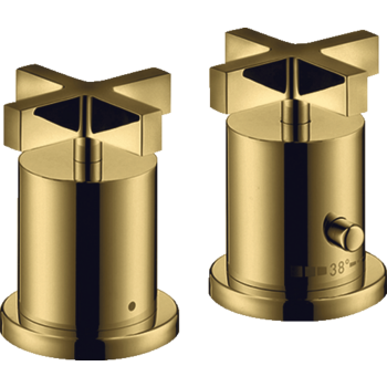  - AXOR Citterio 2-otworowa bateria termostatyczna na brzeg wanny z uchwytami krzyżowymi złoty optyczny polerowany 39480990 - 39480990 U - Łazienki Szydłowski
