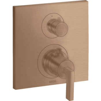 - AXOR Citterio Bateria termostatyczna z uchwytem jednoramiennym i zaworem odcinającym do 1 odbiornika, podtynkowa czerwone złoto szczotkowane 39700310 - 39700310 - Łazienki Szydłowski