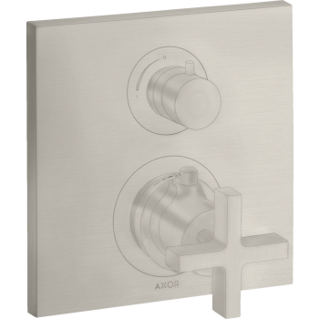  - AXOR Citterio Bateria termostatyczna z uchwytem krzyżowym i zaworem odcinającym do 1 odbiornika, podtynkowa stal szlachetna optyczna 39705800 - 39705800 - Łazienki Szydłowski