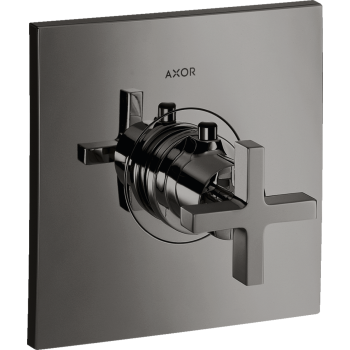 - AXOR Citterio Bateria termostatyczna HighFlow z uchwytem krzyżowym, podtynkowa czarny chrom polerowany 39716330 - 39716330 - Łazienki Szydłowski