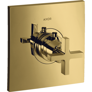  - AXOR Citterio Bateria termostatyczna HighFlow z uchwytem krzyżowym, podtynkowa złoty optyczny polerowany 39716990 - 39716990 U - Łazienki Szydłowski