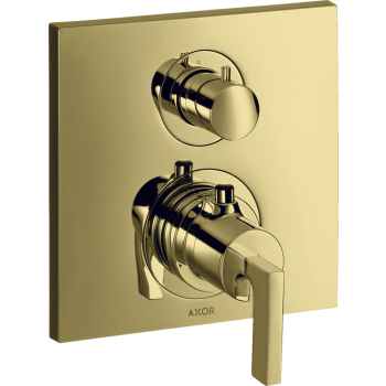  - AXOR Citterio Bateria termostatyczna z uchwytem jednoramiennym i zaworem odcinająco-przełączającym złoty optyczny polerowany 39720990 - 39720990 - Łazienki Szydłowski