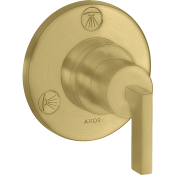  - AXOR Citterio Zawór odcinająco-przełączający Trio/Quattro z uchwytem jednoramiennym, podtynkowy mosiądz szczotkowany 39920950 - 39920950 U - Łazienki Szydłowski