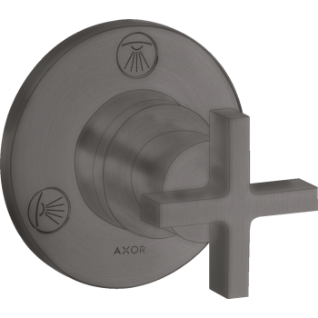 - AXOR Citterio Zawór odcinająco-przełączający Trio/Quattro z uchwytem krzyżowym, podtynkowy czarny chrom szczotkowany 39925340 - 39925340 - Łazienki Szydłowski