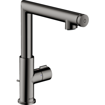  - AXOR Uno Bateria umywalkowa Select 220 z kompletem odpływowym z cięgłem czarny chrom polerowany 45016330 - 45016330 - Łazienki Szydłowski