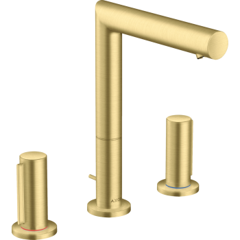 - AXOR Uno 3-otworowa bateria umywalkowa 200 z uchwytami Zero i kompletem odpływowym z cięgłem mosiądz szczotkowany 45133950 - 45133950 U - Łazienki Szydłowski