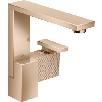 - AXOR Edge bateria umywalkowa 190 z kompletem odpływowym Push-Open, szlif diamentowy czerwone złoto polerowane 46021300 - 46021300 - Łazienki Szydłowski