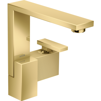 - AXOR Edge bateria umywalkowa 190 z kompletem odpływowym Push-Open, szlif diamentowy złoty optyczny polerowany 46021990 - 46021990 - Łazienki Szydłowski
